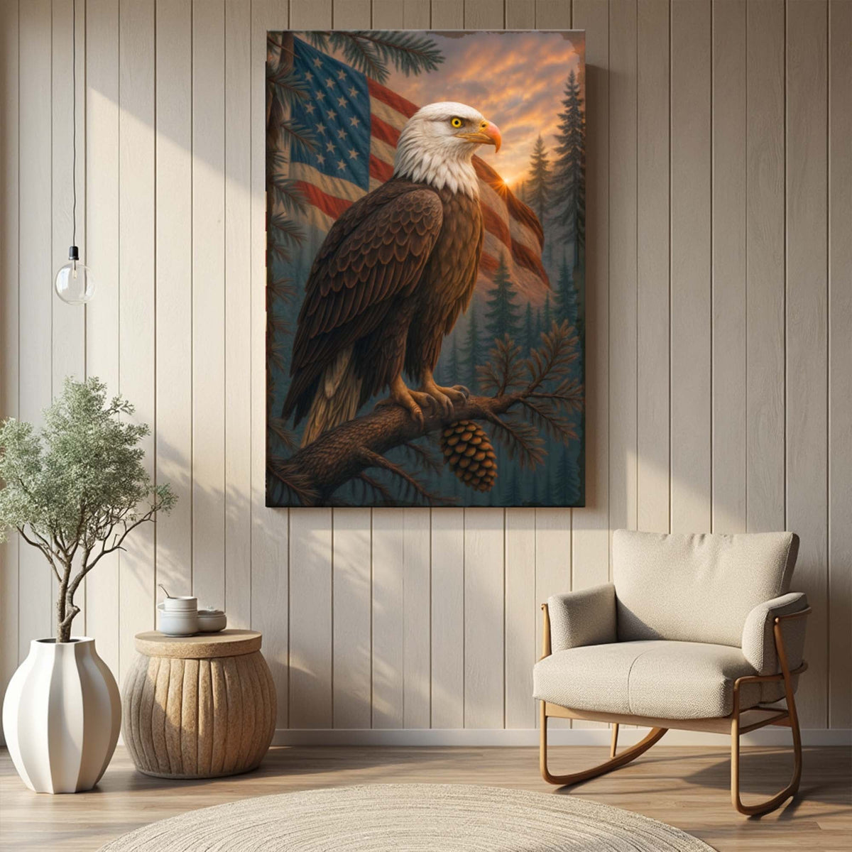 Sentinel of the Pines Eagle Wall Art - Quarter Circle AK Boutique