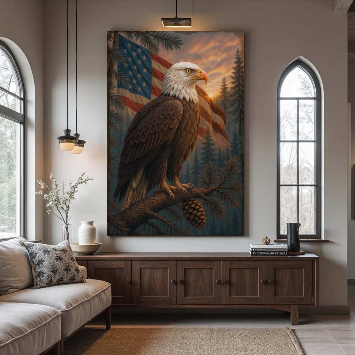 Sentinel of the Pines Eagle Wall Art - Quarter Circle AK Boutique