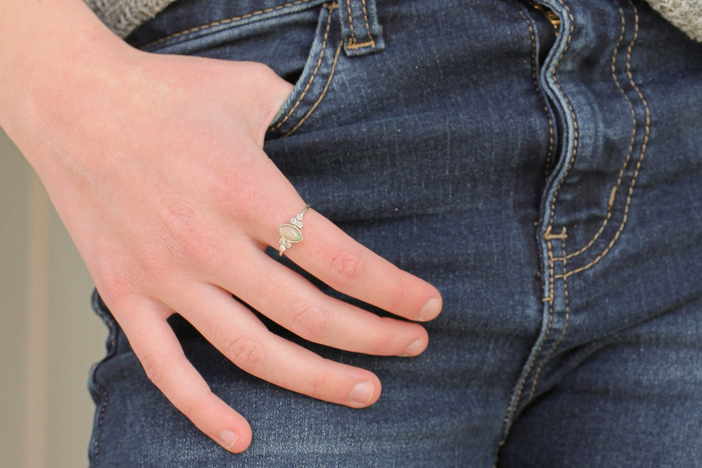 Serena Opal Ring in Silver - Quarter Circle AK Boutique