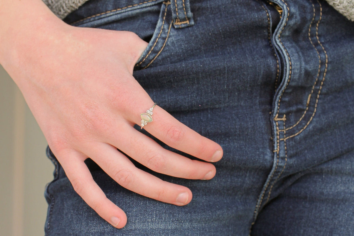 Serena Opal Ring in Silver - Quarter Circle AK Boutique