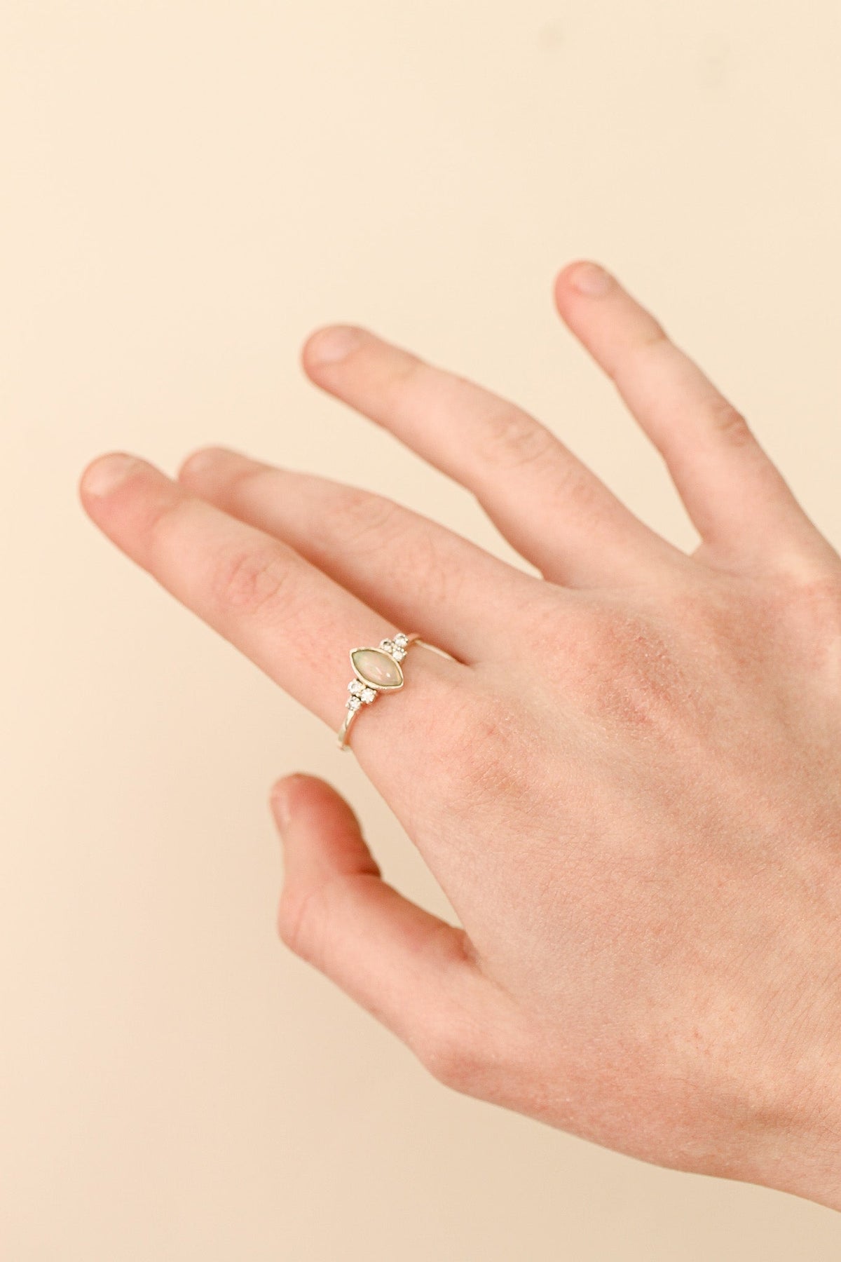 Serena Opal Ring in Silver - Quarter Circle AK Boutique