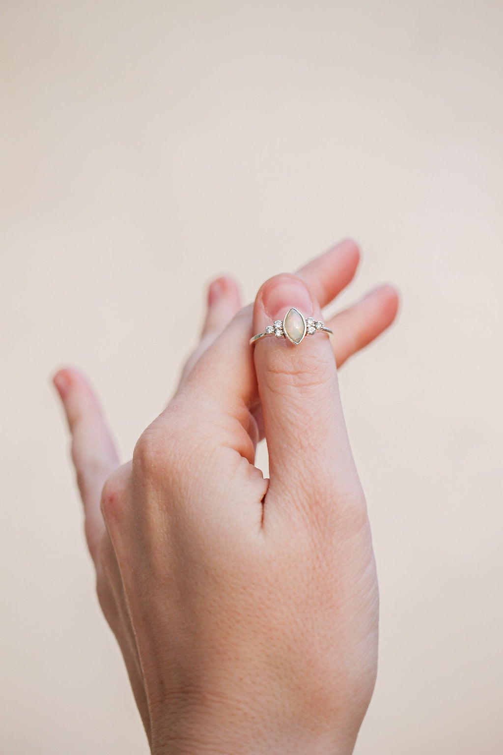 Serena Opal Ring in Silver - Quarter Circle AK Boutique