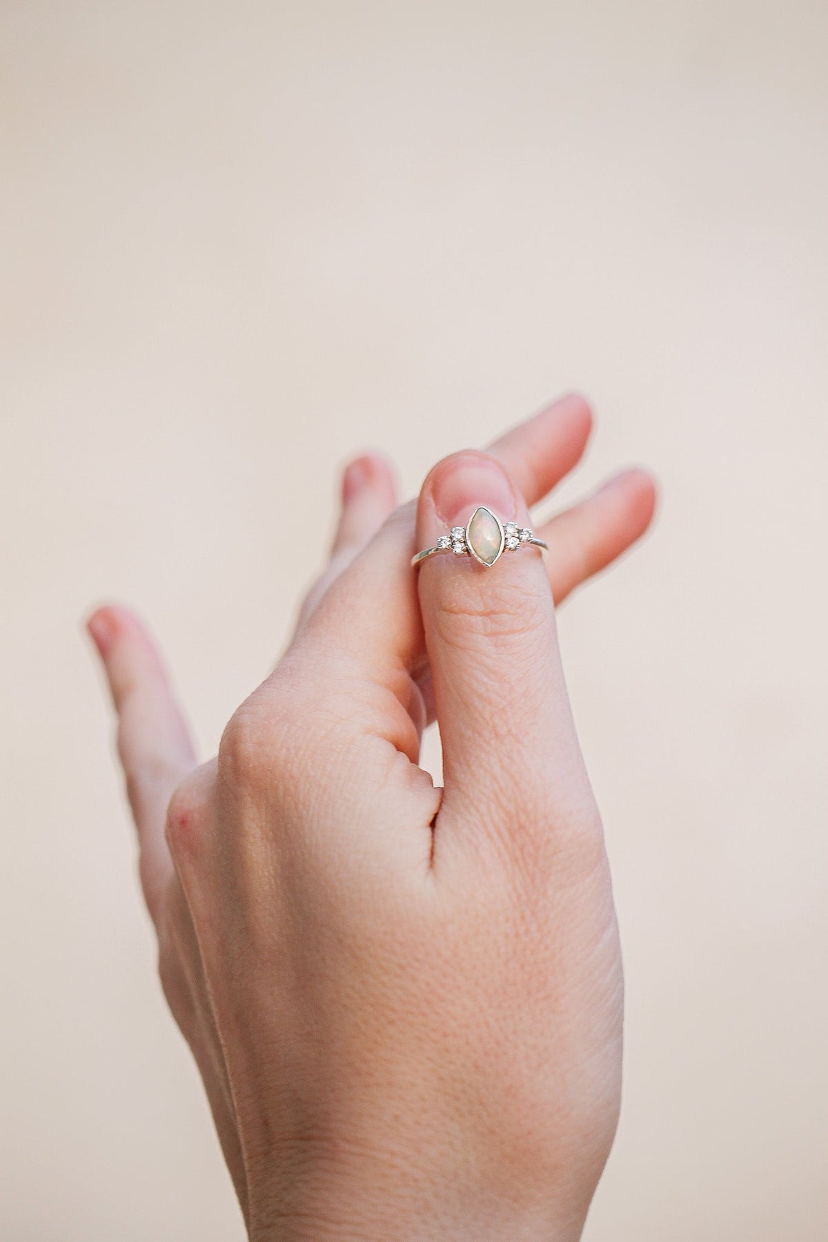 Serena Opal Ring in Silver - Quarter Circle AK Boutique