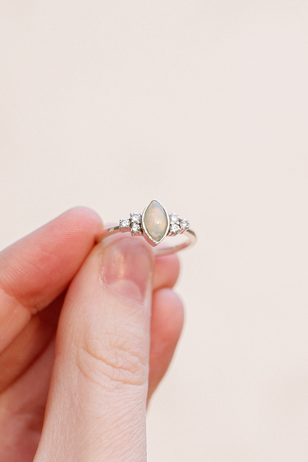 Serena Opal Ring in Silver - Quarter Circle AK Boutique