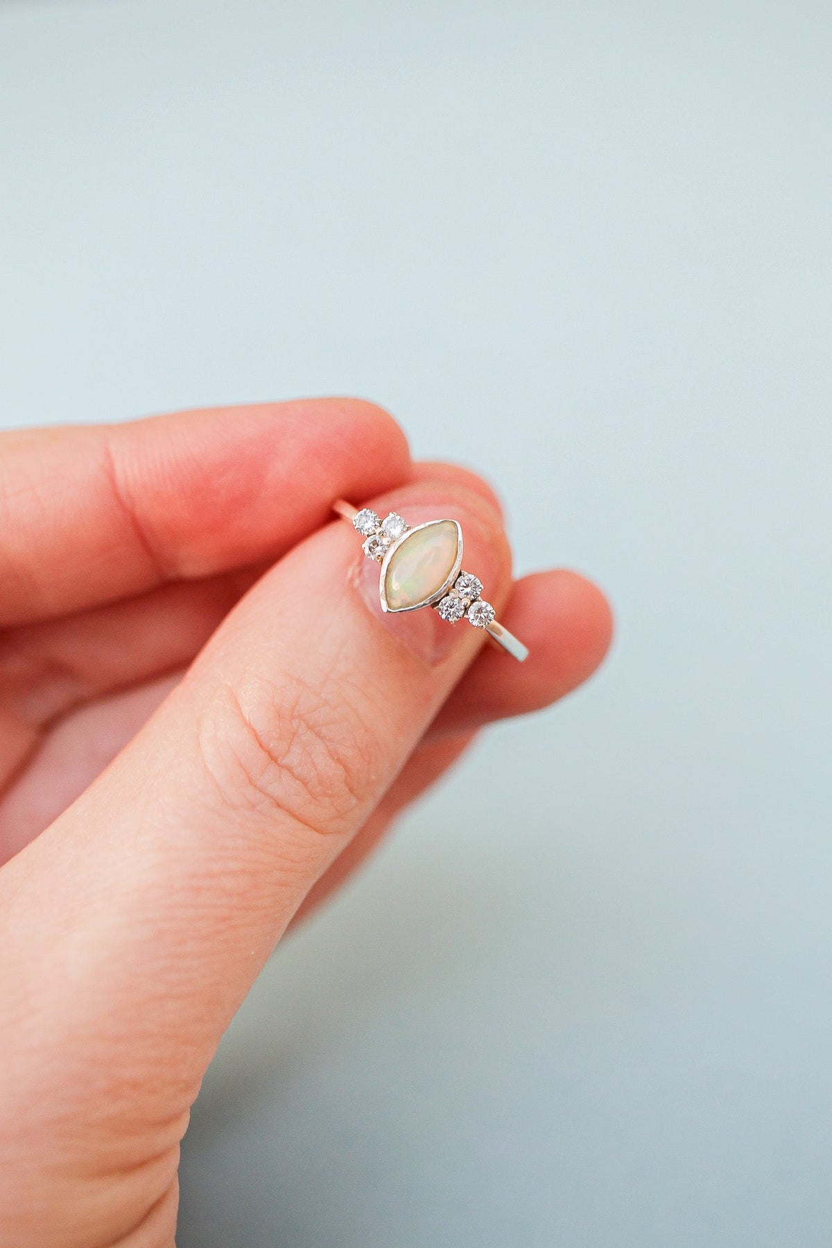 Serena Opal Ring in Silver - Quarter Circle AK Boutique