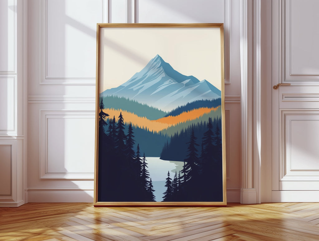 Serene Peaks - Modern Mountain Landscape Print - Quarter Circle AK Boutique