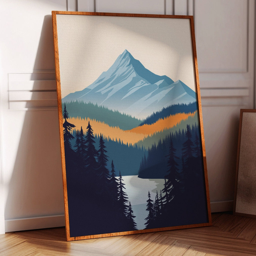 Serene Peaks - Modern Mountain Landscape Print - Quarter Circle AK Boutique