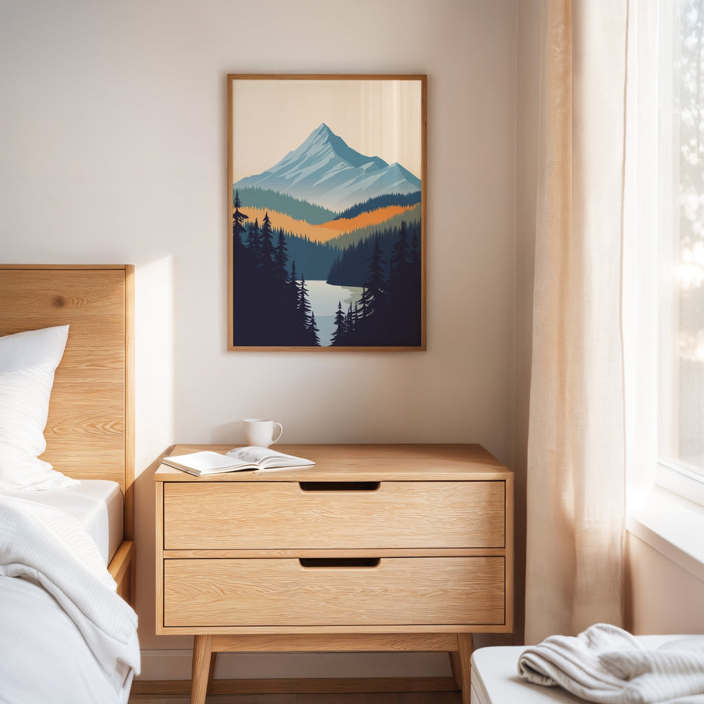 Serene Peaks - Modern Mountain Landscape Print - Quarter Circle AK Boutique