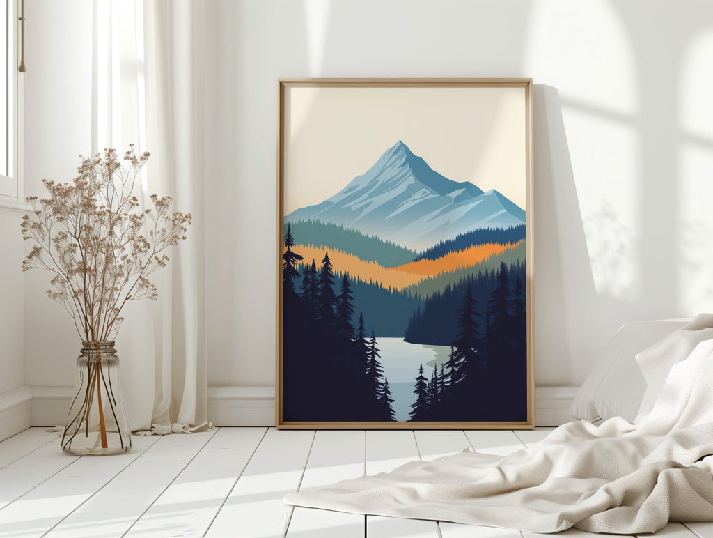 Serene Peaks - Modern Mountain Landscape Print - Quarter Circle AK Boutique