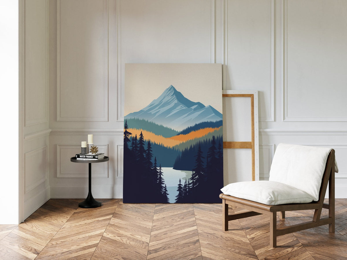 Serene Peaks - Modern Mountain Landscape Print - Quarter Circle AK Boutique