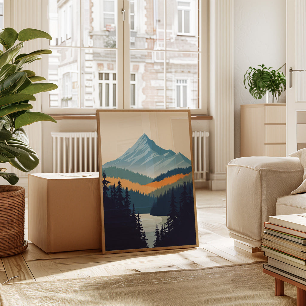 Serene Peaks - Modern Mountain Landscape Print - Quarter Circle AK Boutique