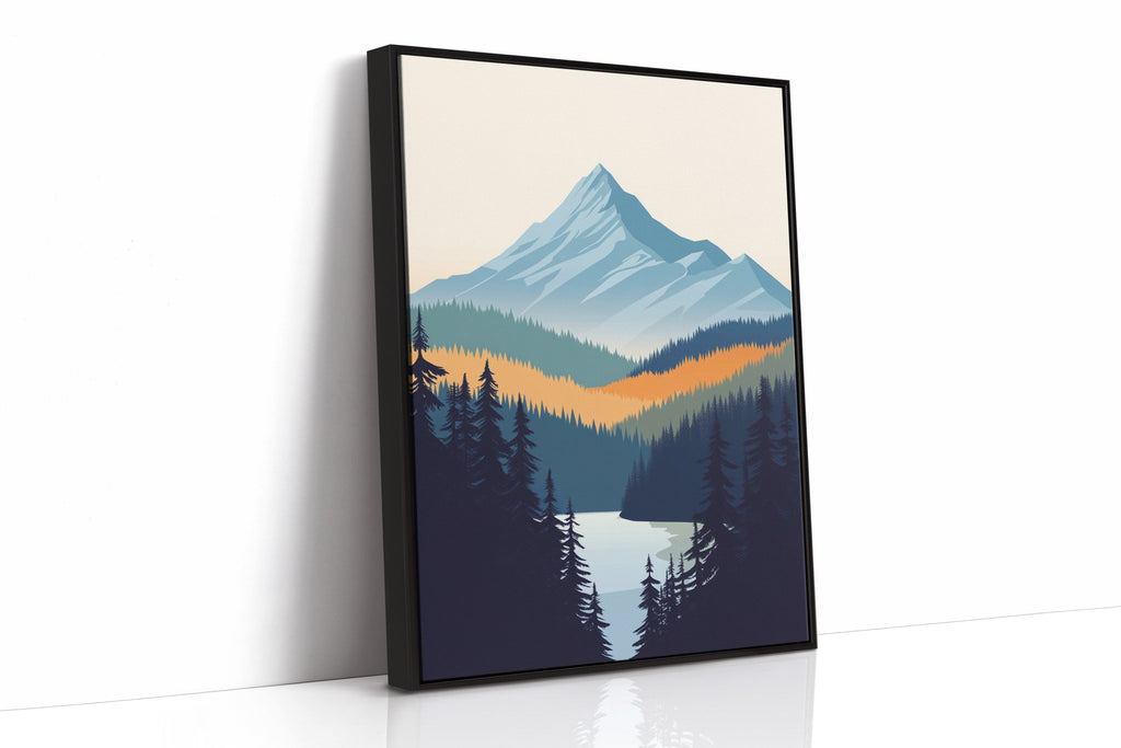 Serene Peaks - Modern Mountain Landscape Print - Quarter Circle AK Boutique