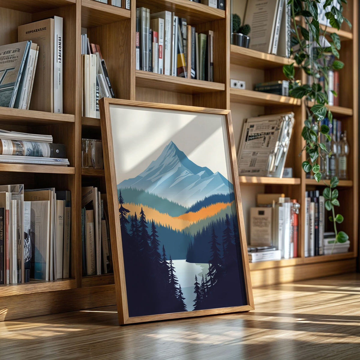 Serene Peaks - Modern Mountain Landscape Print - Quarter Circle AK Boutique