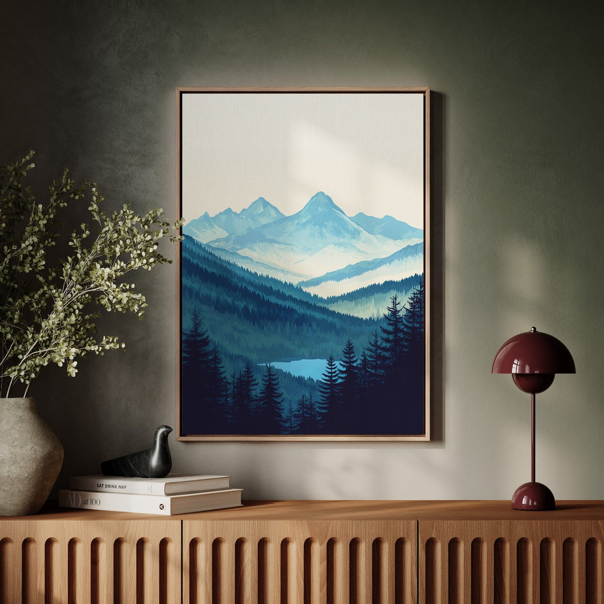 Serene Peaks - Tranquil Mountain Landscape Art - Quarter Circle AK Boutique