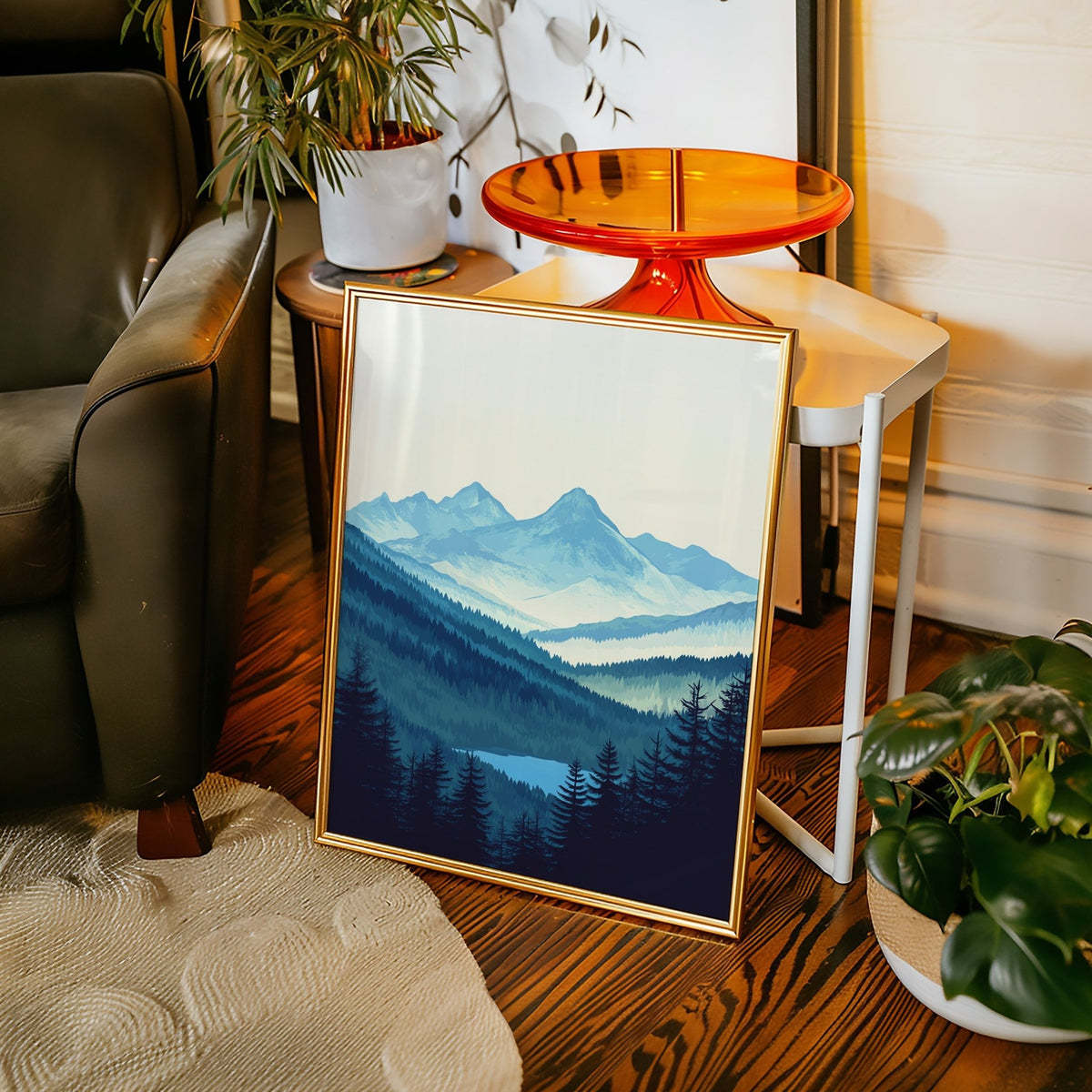Serene Peaks - Tranquil Mountain Landscape Art - Quarter Circle AK Boutique