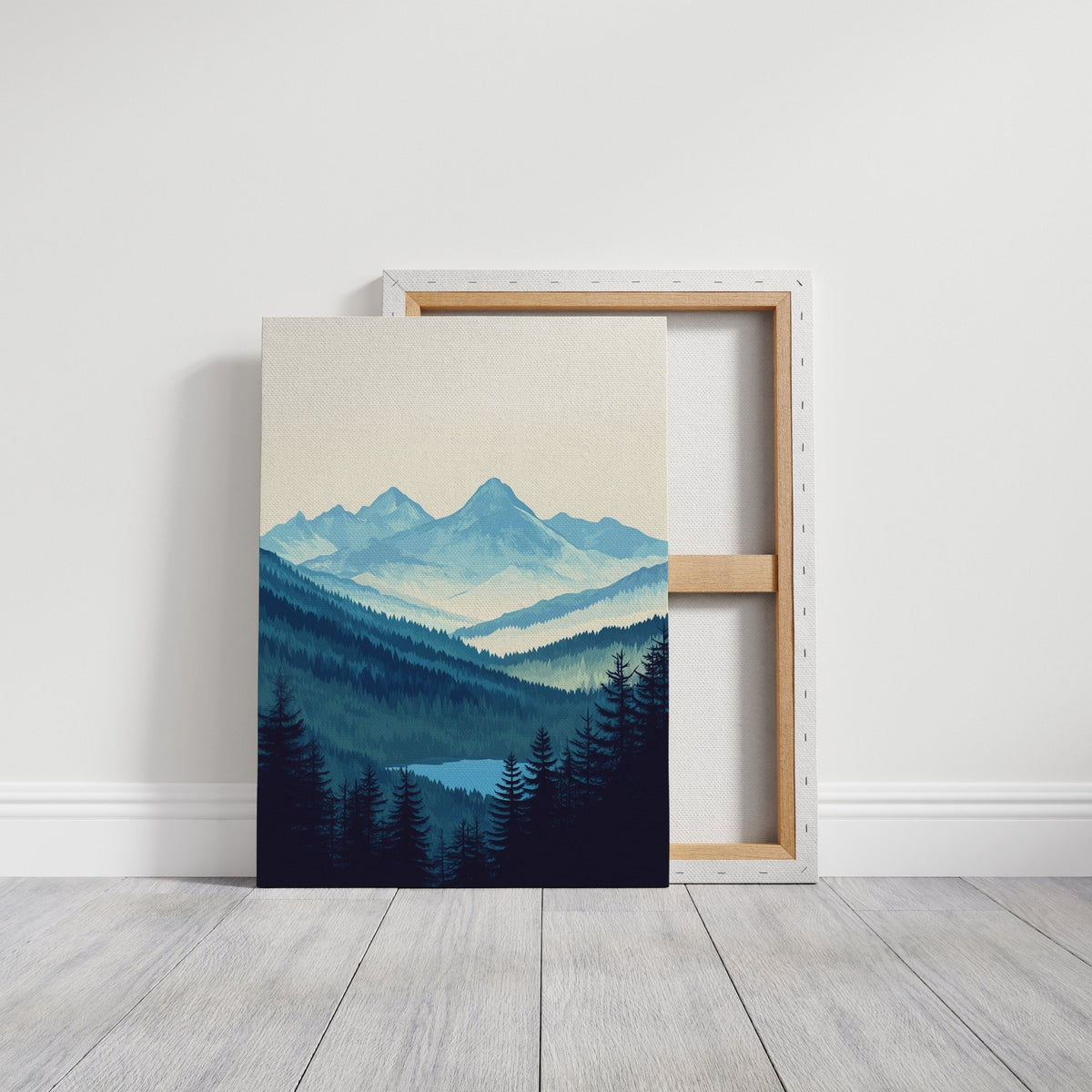 Serene Peaks - Tranquil Mountain Landscape Art - Quarter Circle AK Boutique