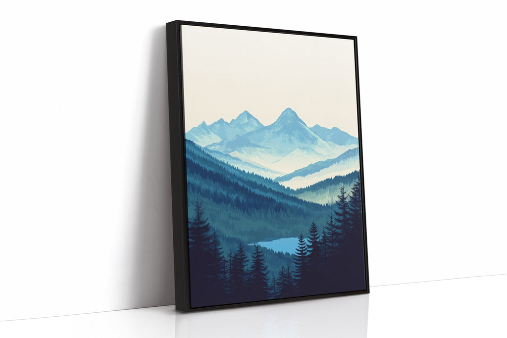 Serene Peaks - Tranquil Mountain Landscape Art - Quarter Circle AK Boutique