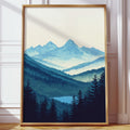 Serene Peaks - Tranquil Mountain Landscape Art - Quarter Circle AK Boutique