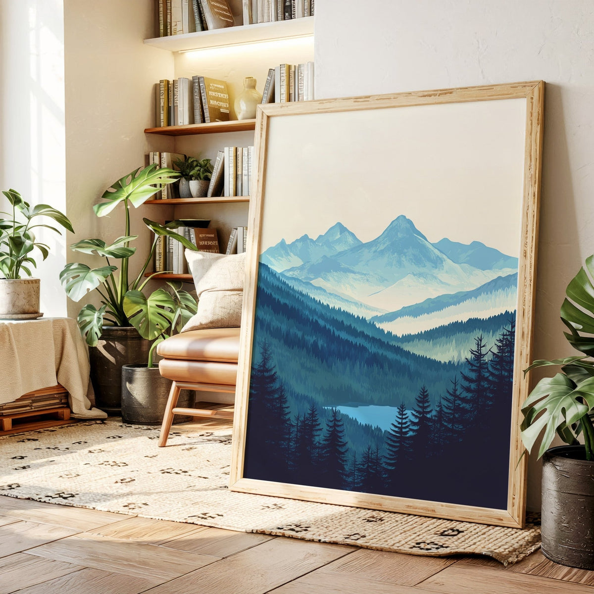 Serene Peaks - Tranquil Mountain Landscape Art - Quarter Circle AK Boutique