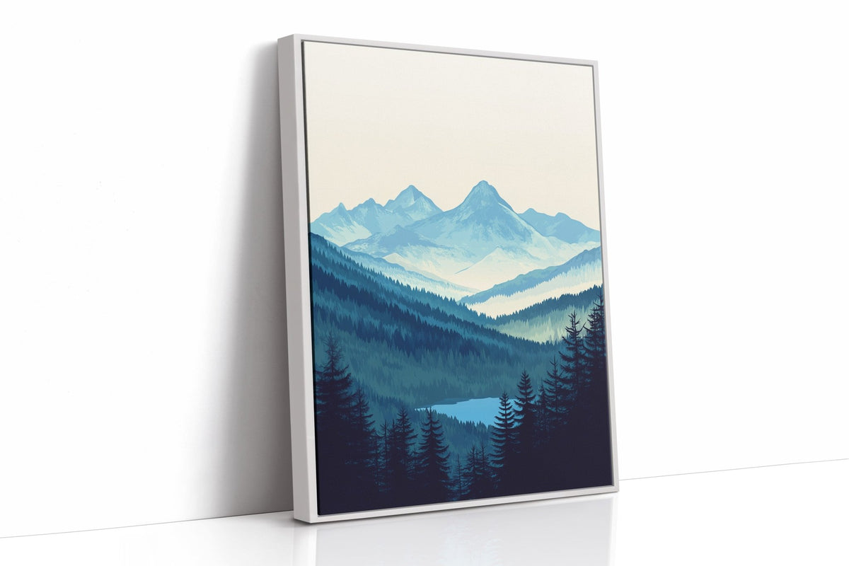 Serene Peaks - Tranquil Mountain Landscape Art - Quarter Circle AK Boutique