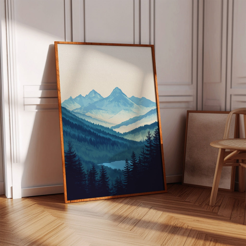 Serene Peaks - Tranquil Mountain Landscape Art - Quarter Circle AK Boutique