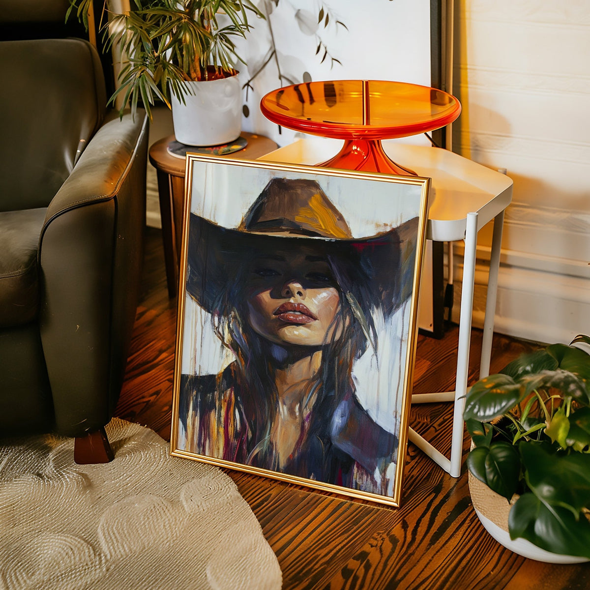 Shadowed Cowgirl Canvas – Western Femme Fatale Wall Art - Quarter Circle AK Boutique