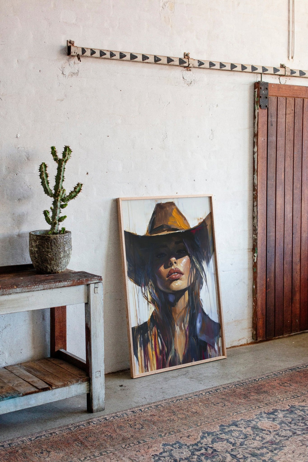 Shadowed Cowgirl Canvas – Western Femme Fatale Wall Art - Quarter Circle AK Boutique