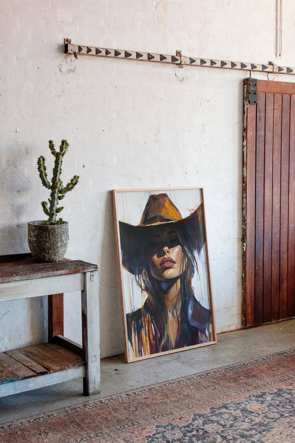 Shadowed Cowgirl Canvas – Western Femme Fatale Wall Art - Quarter Circle AK Boutique