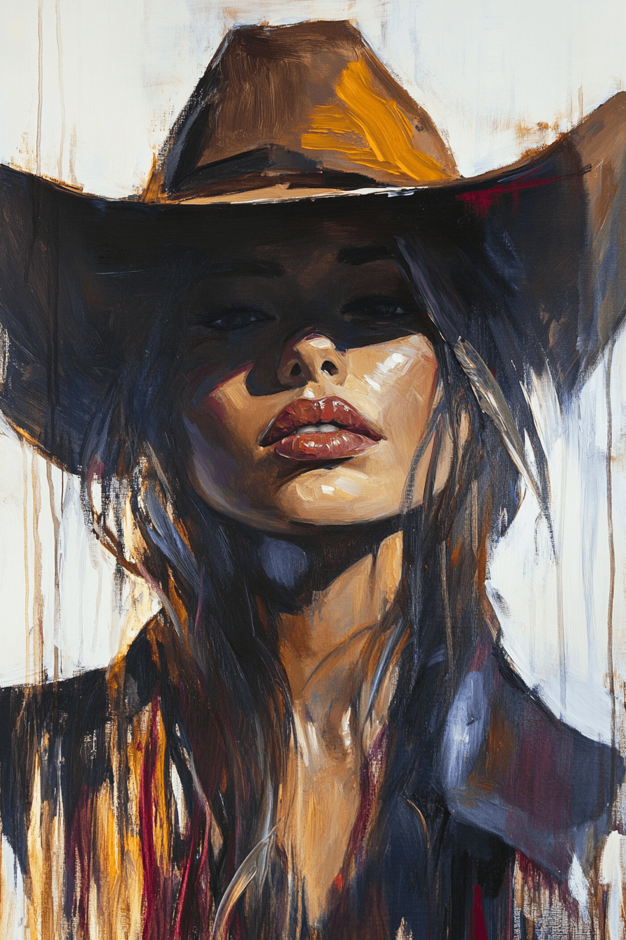 Shadowed Cowgirl Canvas – Western Femme Fatale Wall Art - Quarter Circle AK Boutique