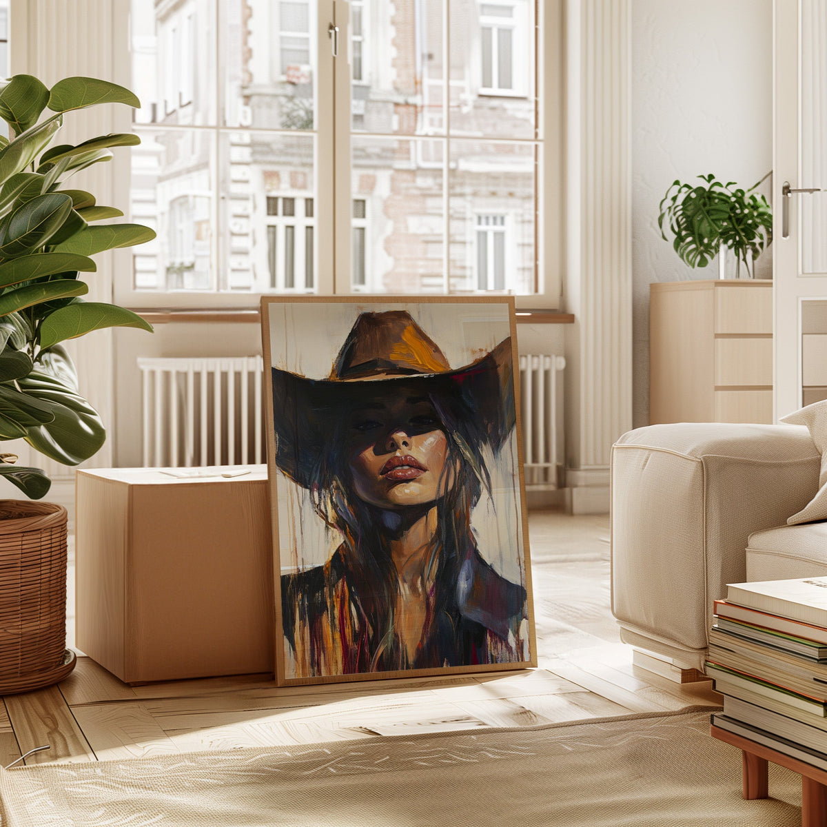 Shadowed Cowgirl Canvas – Western Femme Fatale Wall Art - Quarter Circle AK Boutique