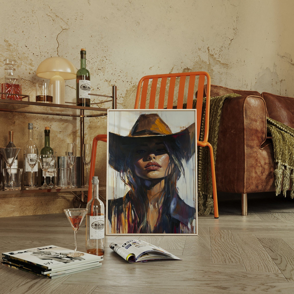 Shadowed Cowgirl Canvas – Western Femme Fatale Wall Art - Quarter Circle AK Boutique