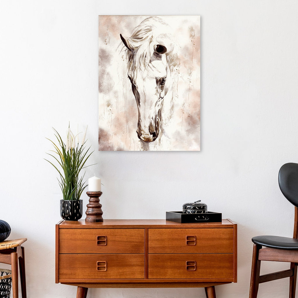 Sorrowful Horse Canvas Wall Art - Quarter Circle AK Boutique
