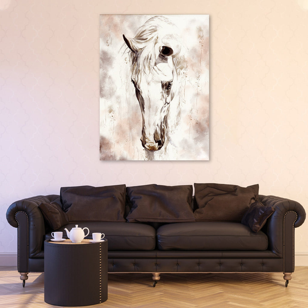 Sorrowful Horse Canvas Wall Art - Quarter Circle AK Boutique