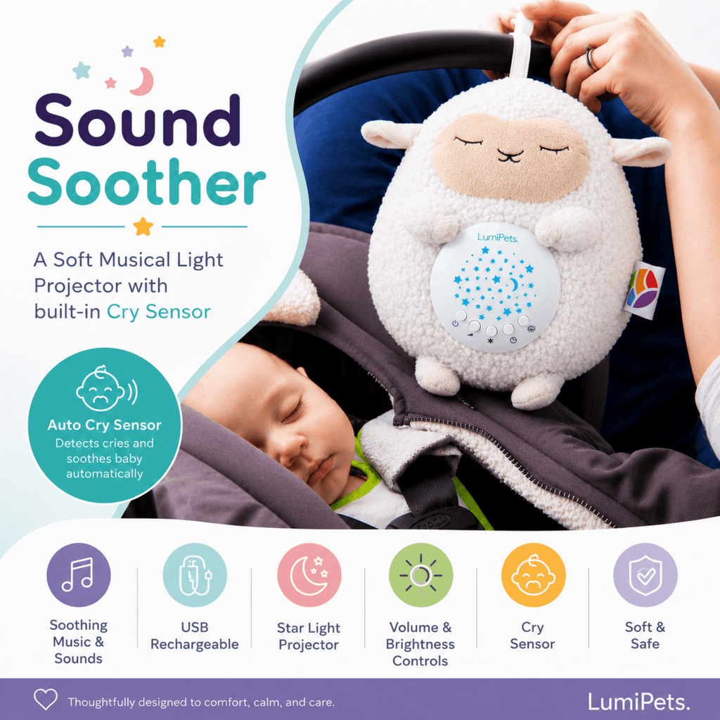 Sound Soother Lamb - Nursery Sound Soother Night Light - Quarter Circle AK Boutique
