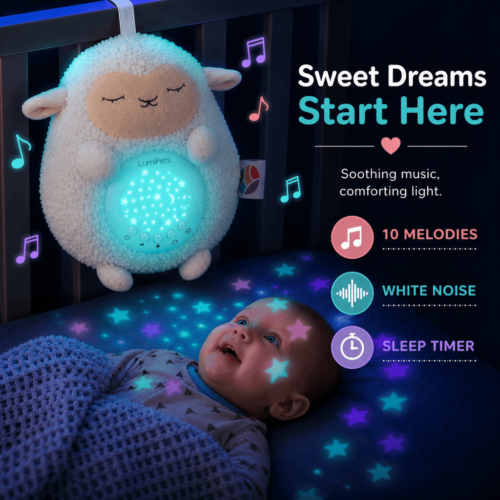 Sound Soother Lamb - Nursery Sound Soother Night Light - Quarter Circle AK Boutique