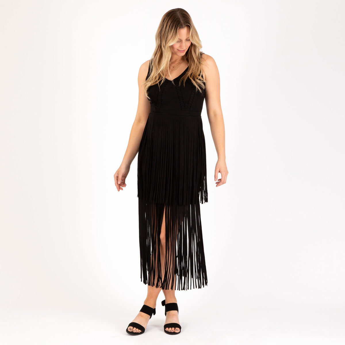 Southern Fringe Faux Suede Dress - Quarter Circle AK Boutique