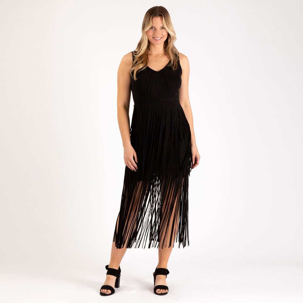 Southern Fringe Faux Suede Dress - Quarter Circle AK Boutique