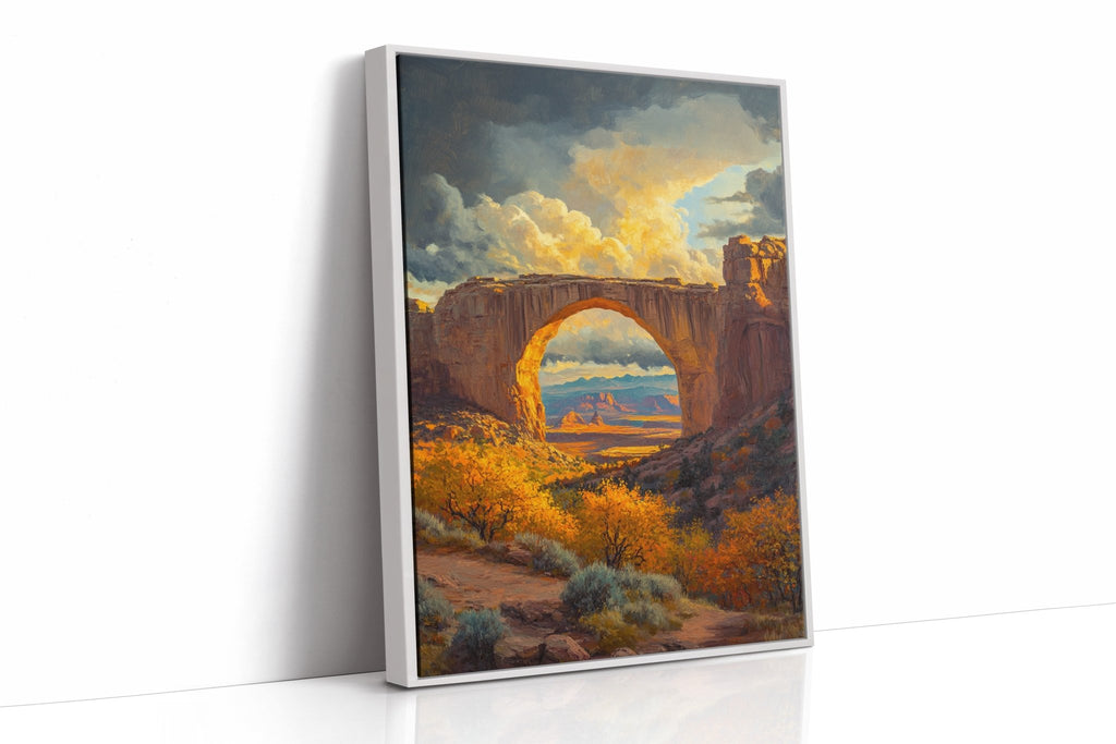 Southwest Arch Canyon Canvas – Autumn Desert Landscape Wall Art - Quarter Circle AK Boutique