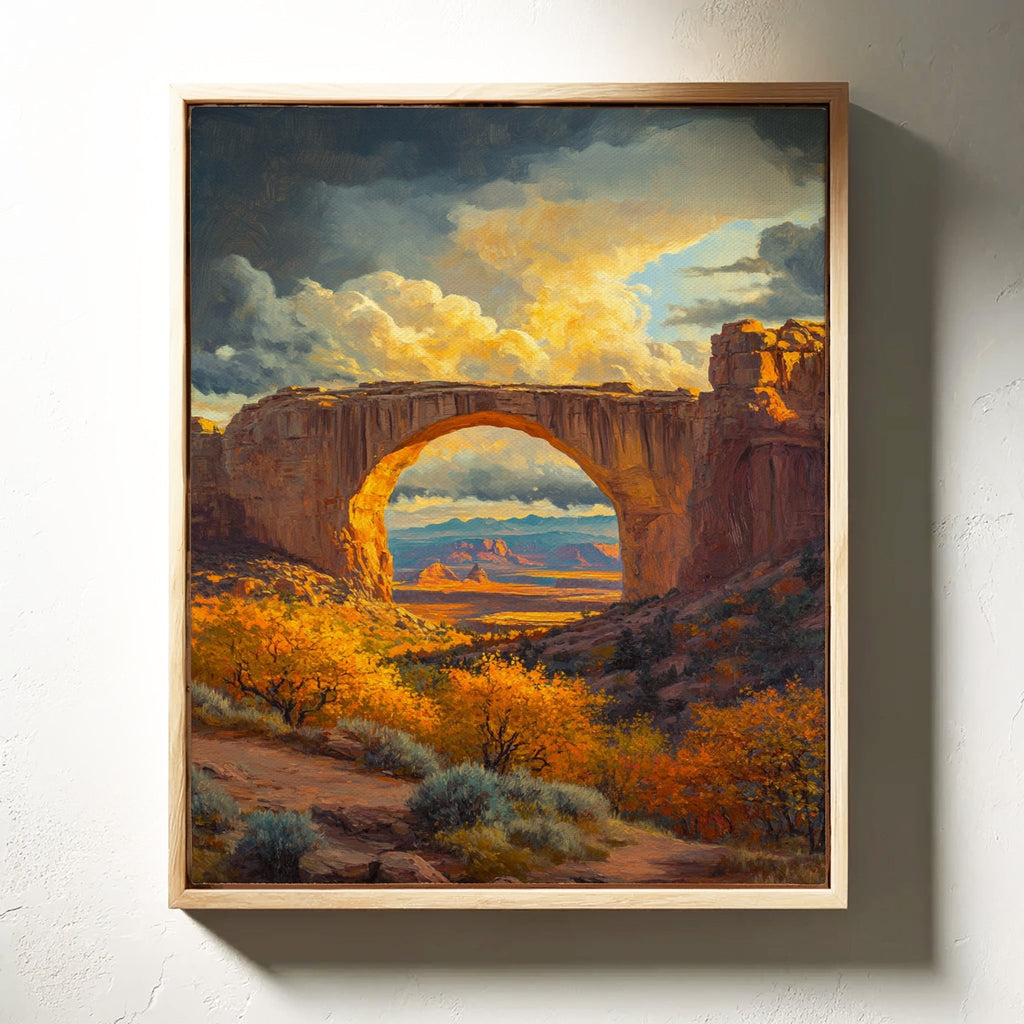 Southwest Arch Canyon Canvas – Autumn Desert Landscape Wall Art - Quarter Circle AK Boutique