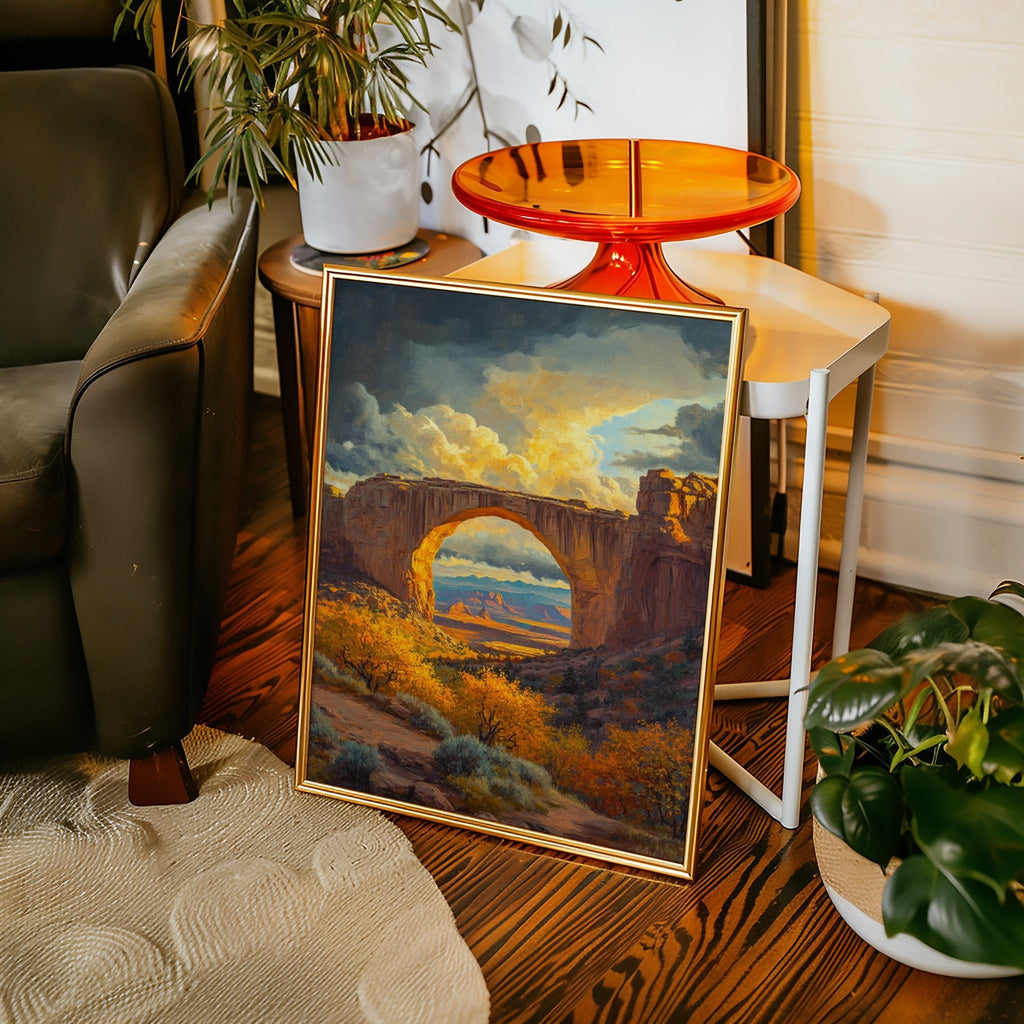 Southwest Arch Canyon Canvas – Autumn Desert Landscape Wall Art - Quarter Circle AK Boutique