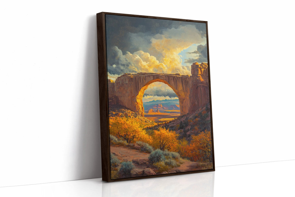 Southwest Arch Canyon Canvas – Autumn Desert Landscape Wall Art - Quarter Circle AK Boutique