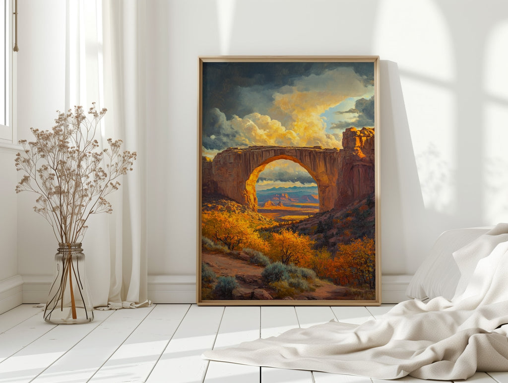 Southwest Arch Canyon Canvas – Autumn Desert Landscape Wall Art - Quarter Circle AK Boutique