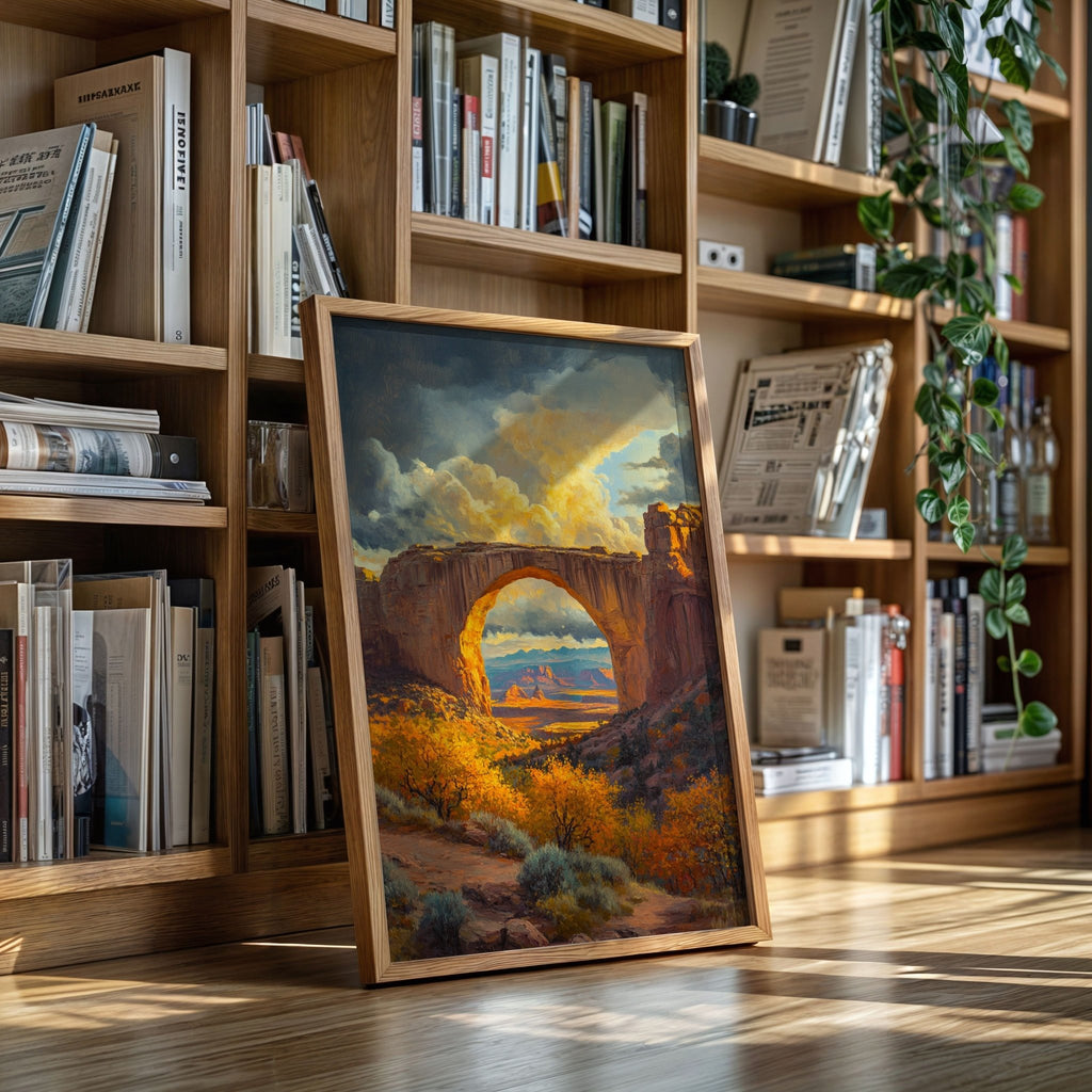 Southwest Arch Canyon Canvas – Autumn Desert Landscape Wall Art - Quarter Circle AK Boutique