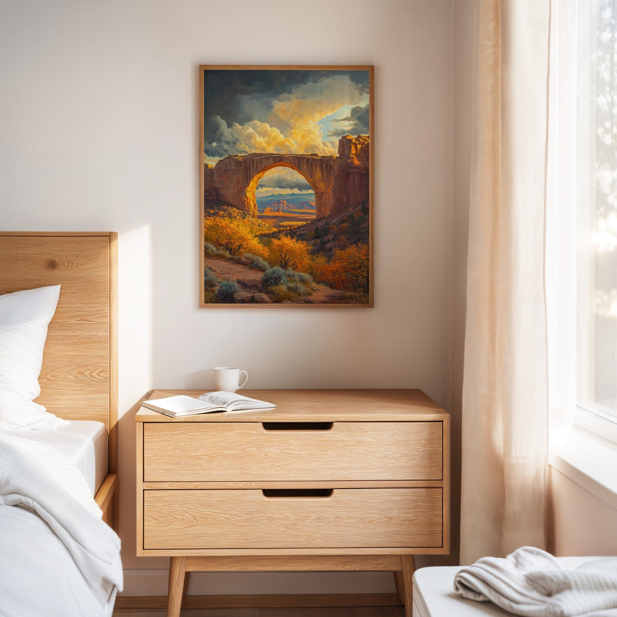Southwest Arch Canyon Canvas – Autumn Desert Landscape Wall Art - Quarter Circle AK Boutique