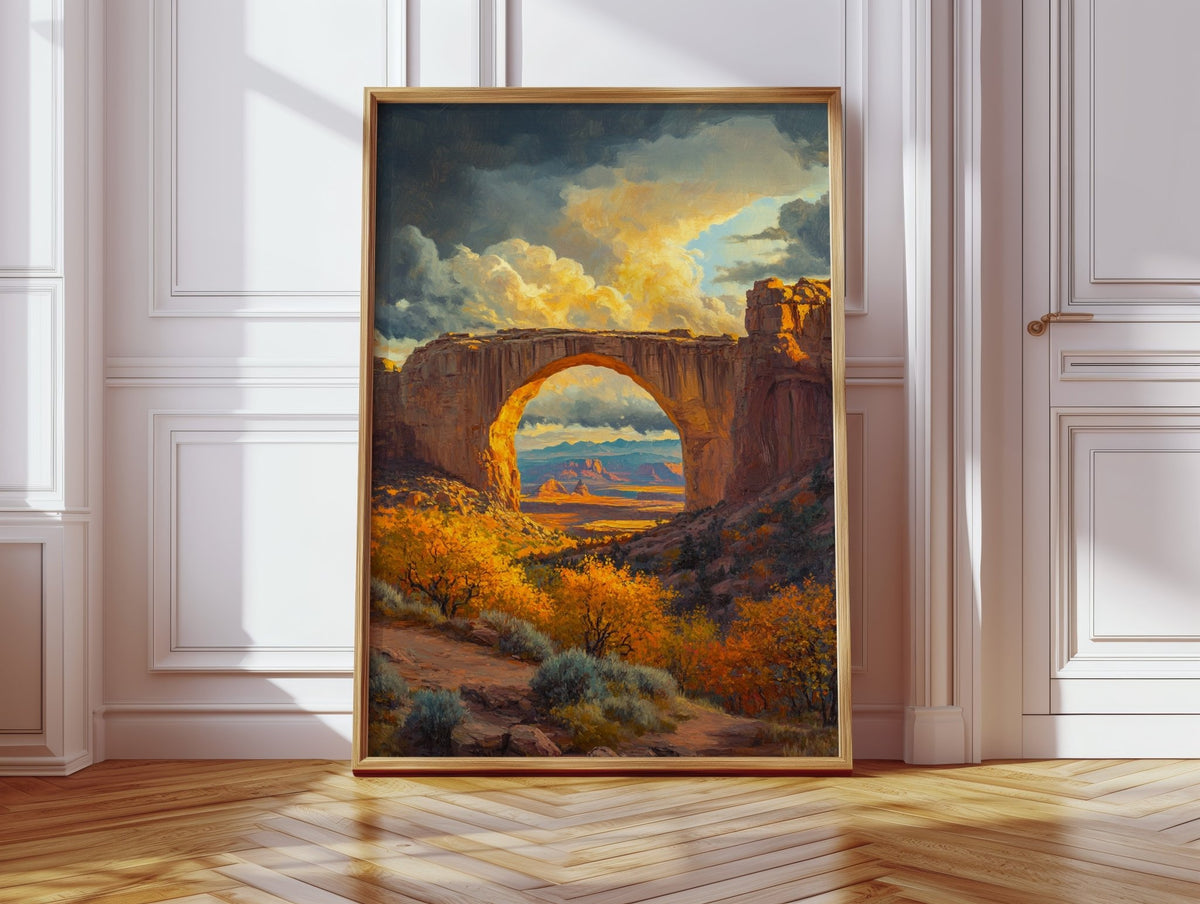 Southwest Arch Canyon Canvas – Autumn Desert Landscape Wall Art - Quarter Circle AK Boutique