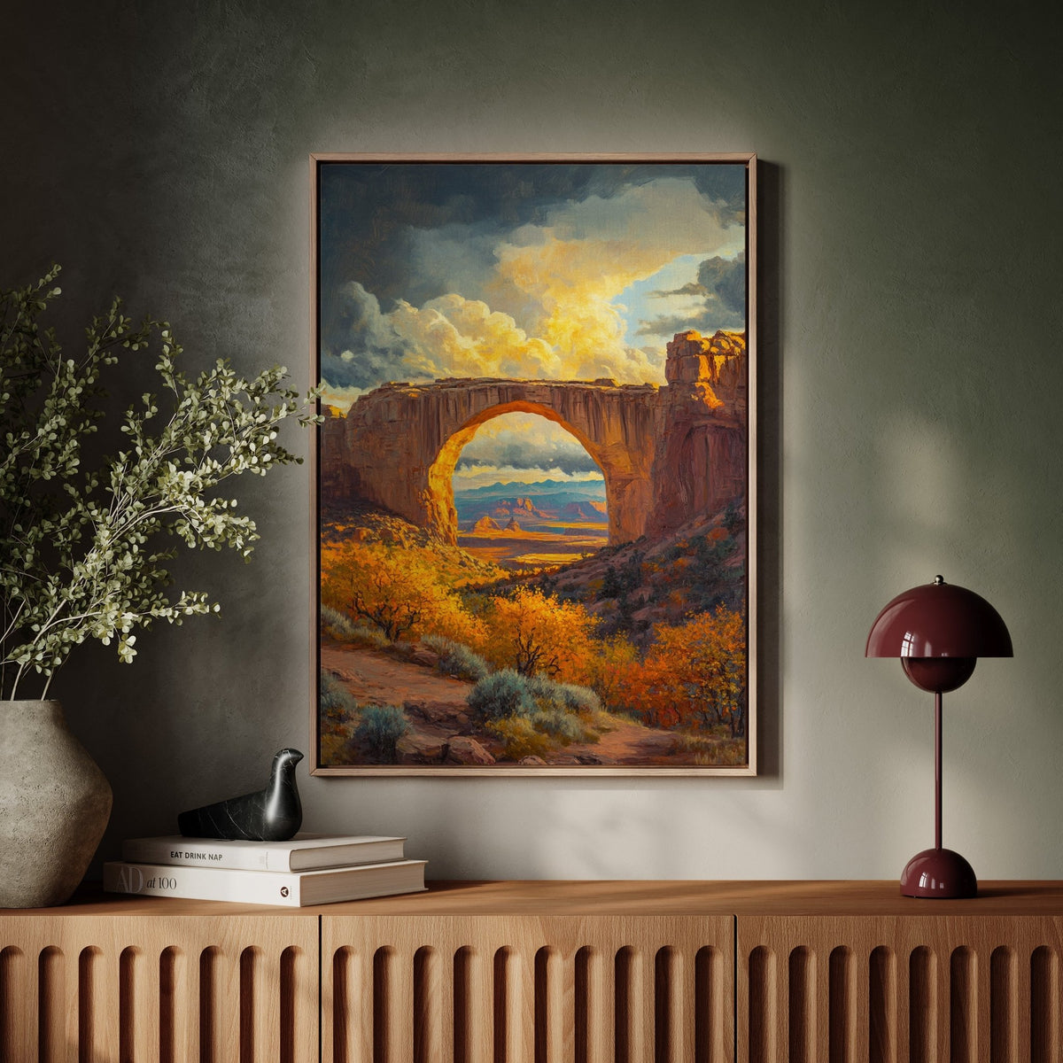 Southwest Arch Canyon Canvas – Autumn Desert Landscape Wall Art - Quarter Circle AK Boutique