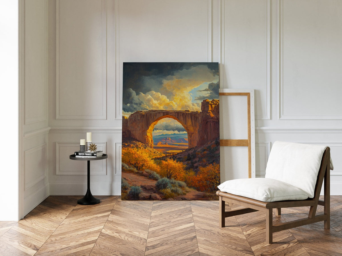 Southwest Arch Canyon Canvas – Autumn Desert Landscape Wall Art - Quarter Circle AK Boutique