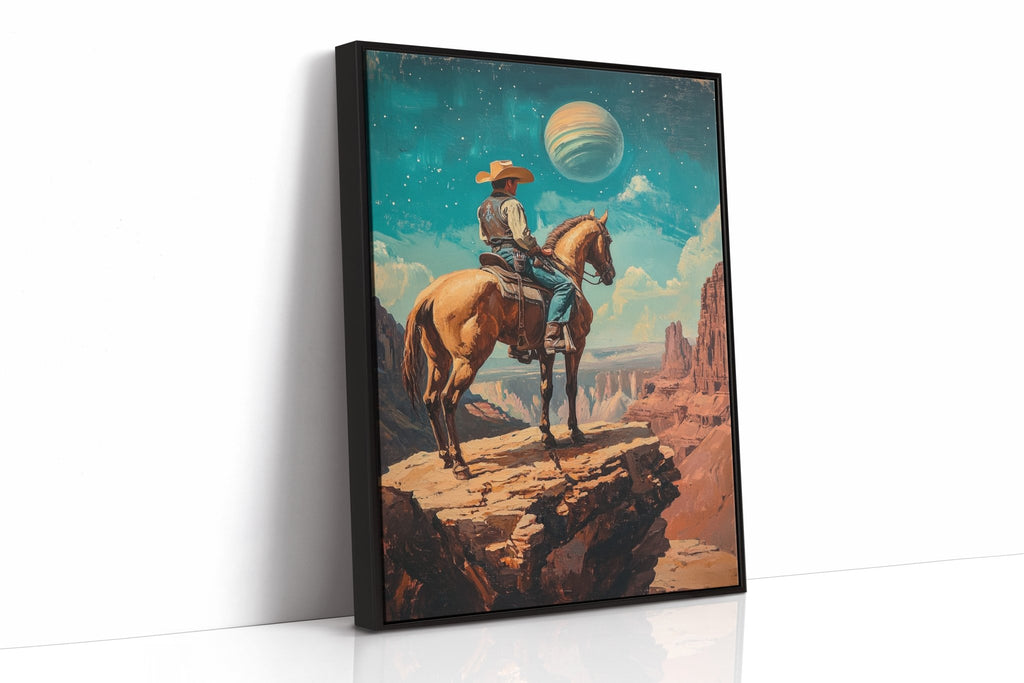 Stargazer Cowboy Canvas – Western Space Wall Art - Quarter Circle AK Boutique