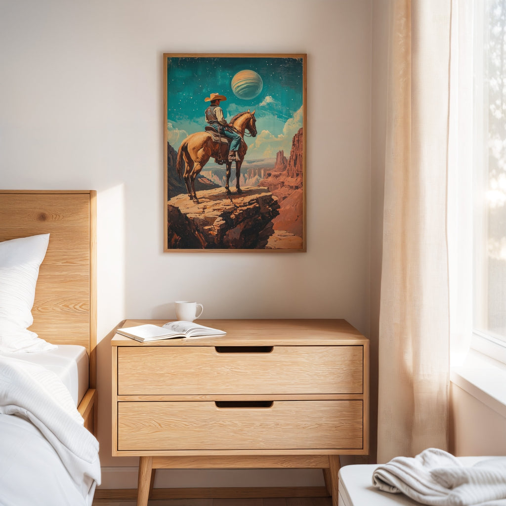 Stargazer Cowboy Canvas – Western Space Wall Art - Quarter Circle AK Boutique