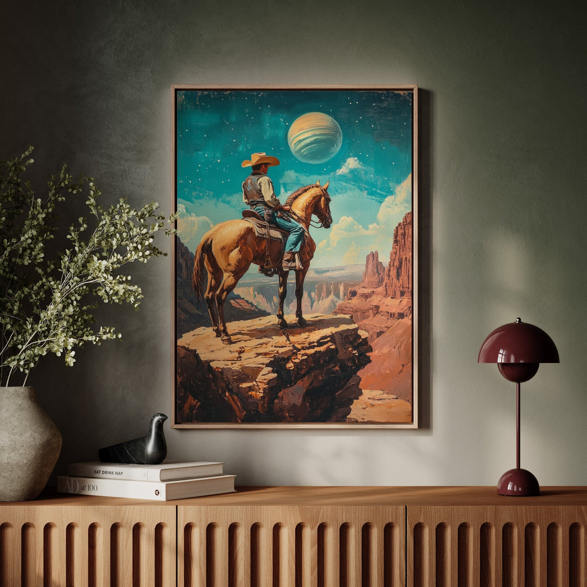 Stargazer Cowboy Canvas – Western Space Wall Art - Quarter Circle AK Boutique